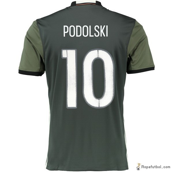 Camiseta Alemania Podolski Replica Segunda Ropa 2016 Marino Verde